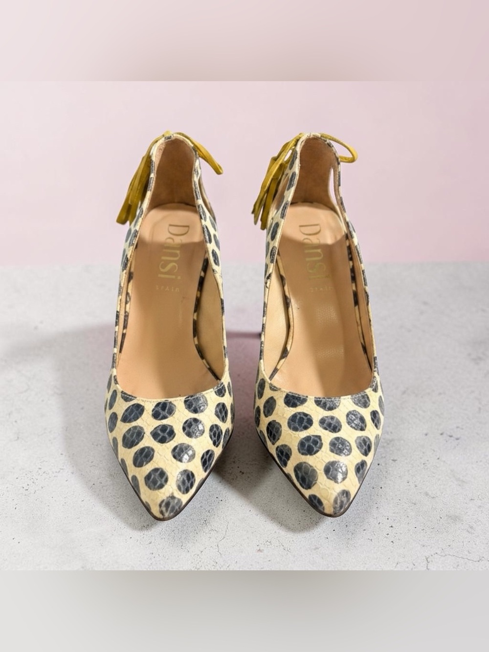 Dansi Spain Leopard Dot Pointed Toe Pump in Yellow